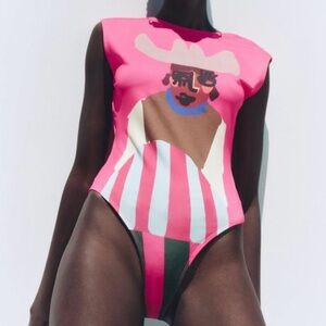New Zara Justine Franco Bodysuit Small 1165/089